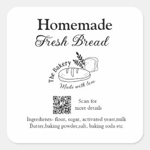 Adesivo Quadrado Pão fresco adiciona-se nome ingredientes Q ou códi