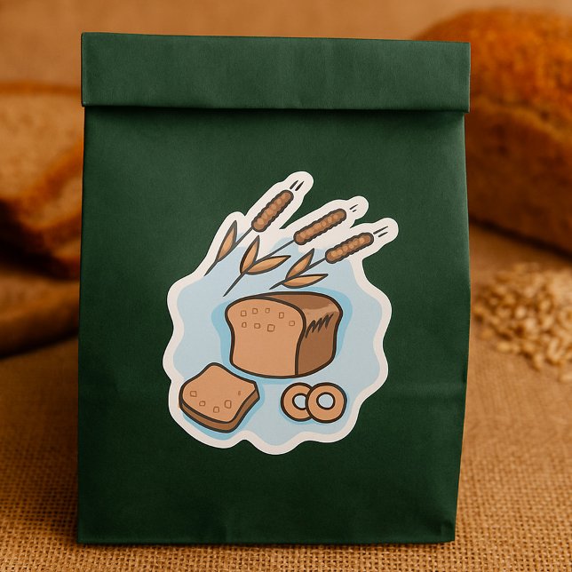 Adesivo Quadrado Pão Integral Rústico Comida de Casa de Campo (Criador carregado)