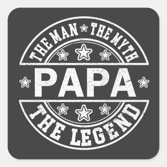 Adesivo Quadrado Papá O Homem O Mito A Lenda Dia do Pai (Frente)