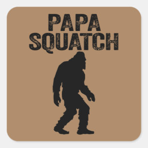 Adesivo Quadrado Papa Squatch Engraçado Pé Grande - Presente Dia de