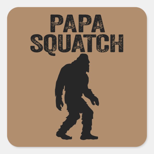Adesivo Quadrado Papa Squatch Engraçado Pé Grande - Presente Dia de (Frente)