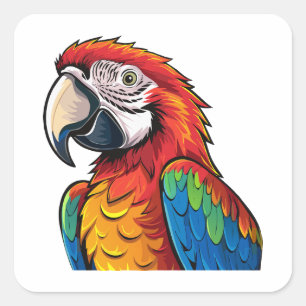 Adesivo Quadrado Papagaio arara