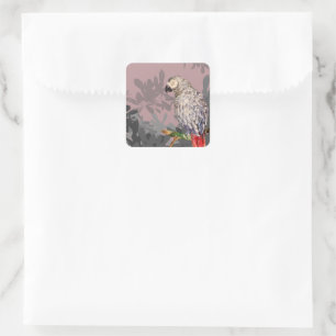 Adesivo Quadrado Papagaio-cinza africano