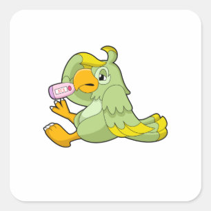 Adesivo Quadrado Papagaio com termômetro clínico