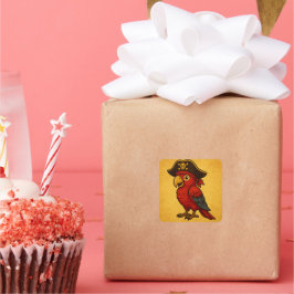 Adesivo Quadrado Papagaio Pirata Dourado Russo