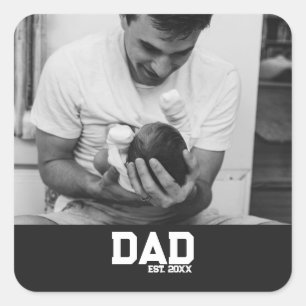 Adesivo Quadrado Papai Est Foto Preto e Branco Ano Dia dos Pais