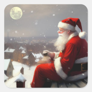 Adesivo Quadrado Papai Noel