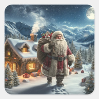 Adesivo Quadrado Papai Noel