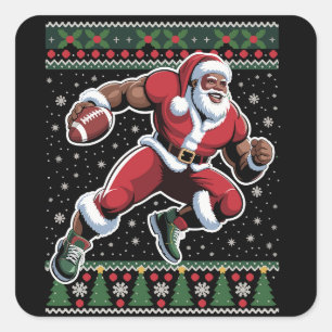 Adesivo Quadrado Papai Noel Afro-Americano Futebol Camisa Feia de N