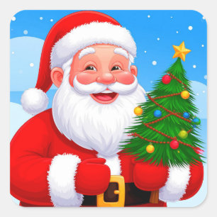 Adesivo Quadrado Papai Noel Alegre
