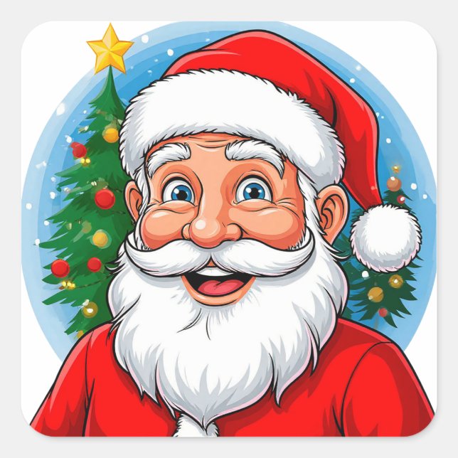 Adesivo Quadrado Papai Noel Alegre (Frente)
