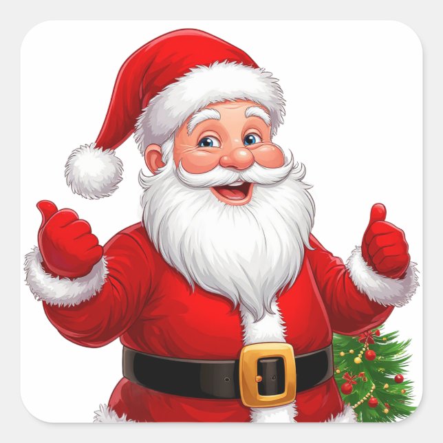 Adesivo Quadrado Papai Noel Alegre (Frente)