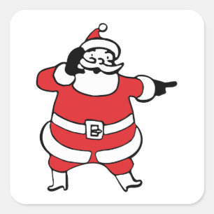 Adesivo Quadrado Papai Noel alegre chamando as renas no Natal