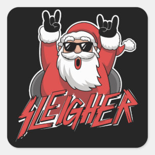 Adesivo Quadrado Papai Noel Assassino Metal Natal Engraçado Granizo