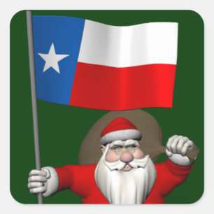 Adesivo Quadrado Papai Noel com a bandeira de Texas