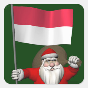 Adesivo Quadrado Papai Noel Com Alferes Da Indonésia