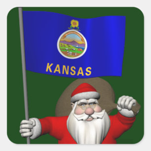 Adesivo Quadrado Papai Noel Com Alferes Do Kansas