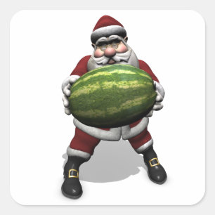 Adesivo Quadrado Papai Noel Com Melancia Enorme