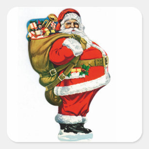 Adesivo Quadrado Papai noel com o saco dos brinquedos