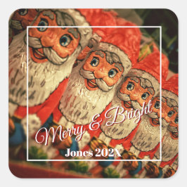 Adesivo Quadrado Papai Noel de Chocolate Rótulo Personalizado de Na