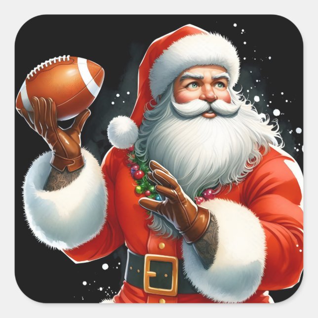 Adesivo Quadrado Papai noel de Futebol de inverno (Frente)