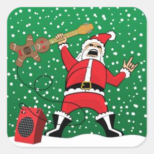 Adesivo Quadrado Papai noel do metal pesado
