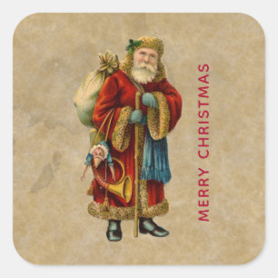 Adesivo Quadrado Papai Noel do Mundo Antigo Natais vintages