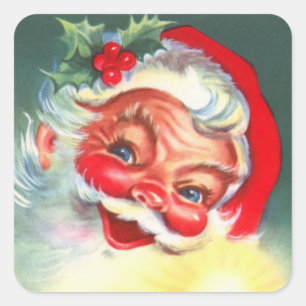 Adesivo Quadrado Papai noel do vintage com vela