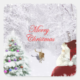 Adesivo Quadrado Papai noel e rena