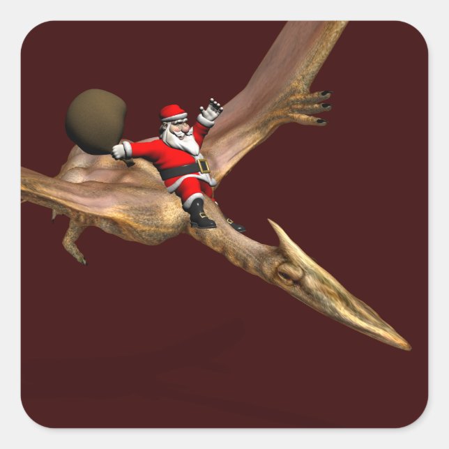 Adesivo Quadrado Papai Noel Em Quetzalcoatlus (Frente)