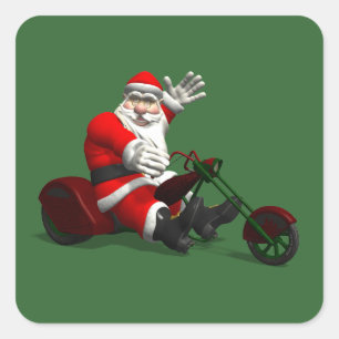 Adesivo Quadrado Papai Noel Em Trike