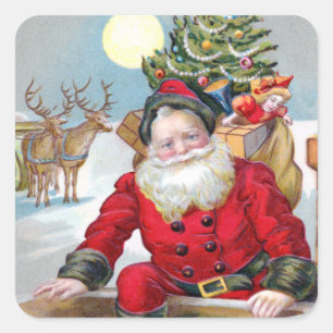 Adesivo Quadrado Papai Noel em um Telhado