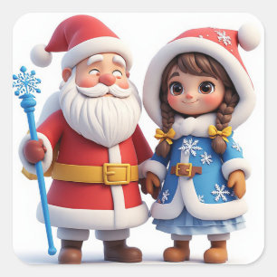 Adesivo Quadrado 🎅 Papai Noel Férias de Inverno Magia ❄️