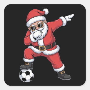 Adesivo Quadrado Papai Noel Futebol Dabbing Papai Noel Presente Nat