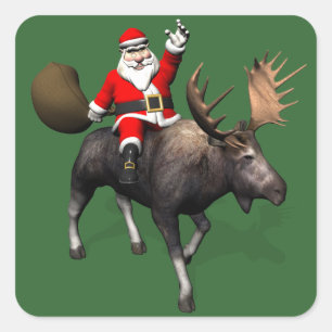 Adesivo Quadrado Papai Noel montado em alce
