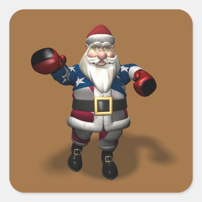 Adesivo Quadrado Papai Noel no Boxing Day (Frente)