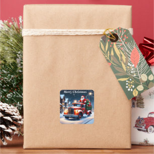 Adesivo Quadrado Papai Noel no caminhão Sticker