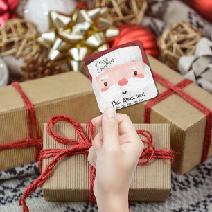 Adesivo Quadrado Papai Noel Personalizado Feliz Natal