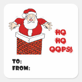 Adesivo Quadrado Papai Noel Preso na Chaminé Ho Ho Oops!