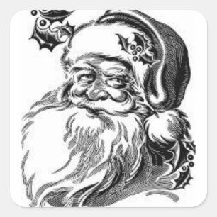 ADESIVO QUADRADO PAPAI NOEL PRETO E BRANCO DO VINTAGE QUE ENVOLVE