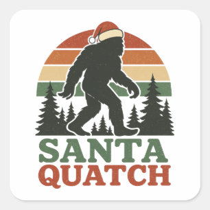 Adesivo Quadrado Papai Noel Quatch Bigfoot Natal Sasquatch Divertid