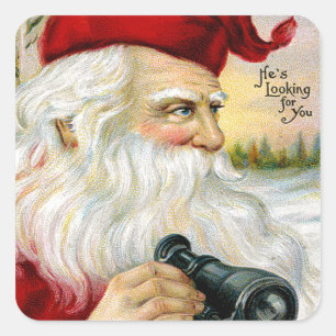 Adesivo Quadrado Papai noel que olha o