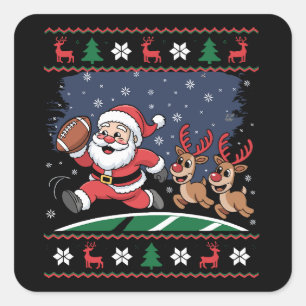 Adesivo Quadrado Papai Noel Rena Play Futebol Americano Ugly Xmas