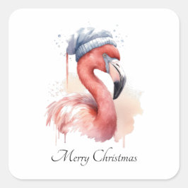 Adesivo Quadrado Papai noel Snowbird Flamingo, personalizado