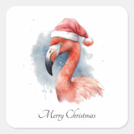 Adesivo Quadrado Papai noel Snowbird Flamingo, personalizado