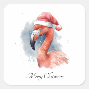 Adesivo Quadrado Papai noel Snowbird Flamingo, personalizado