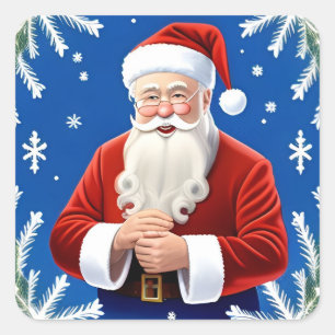 Adesivo Quadrado Papai Noel sorridente Alegria ❄️ Natal Festivo