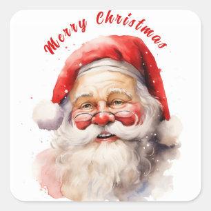 Adesivo Quadrado Papai Noel Sorridente Feliz Natal