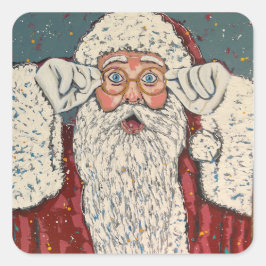Adesivo Quadrado Papai Noel Surpreso