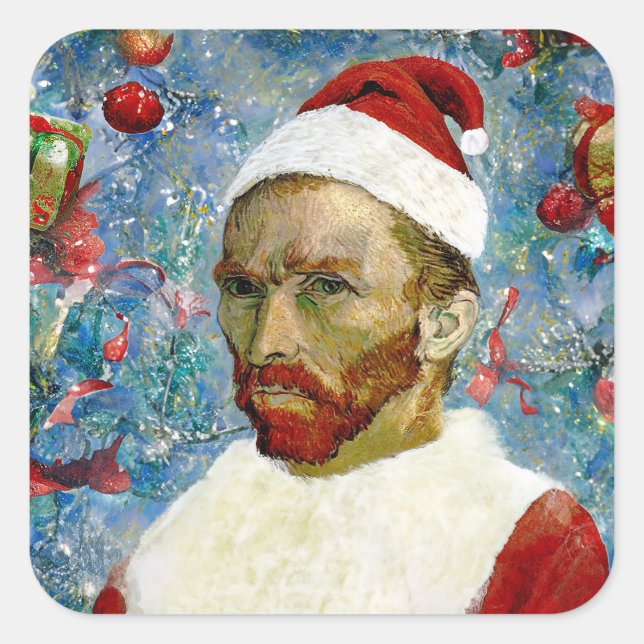 Adesivo Quadrado Papai Noel, Van Gogh (Frente)